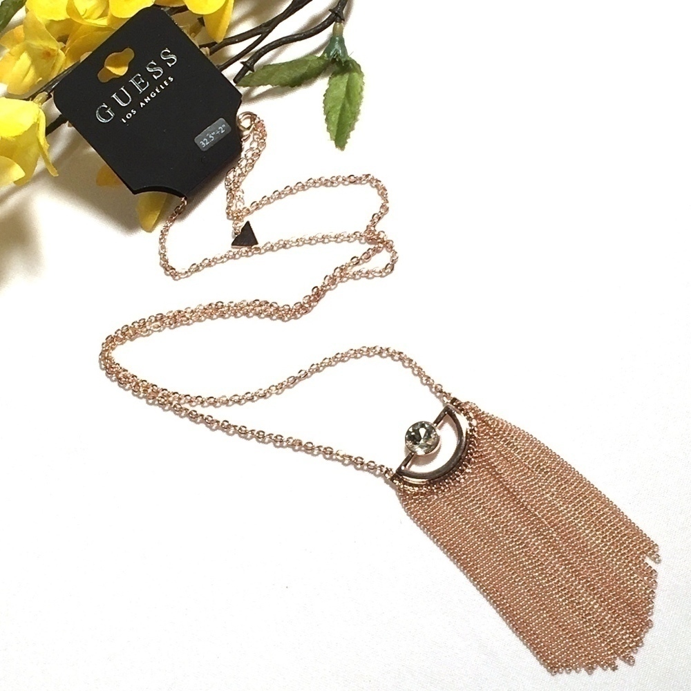 𝅺3/$29! GUESS Long Fringe Statement Necklace